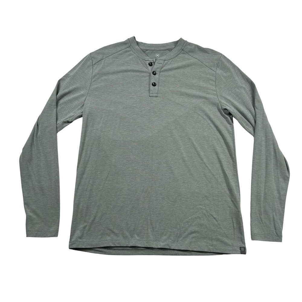 Free Fly Mens Bamboo Shirt Mens M Henley Green Long Sleeve Outdoor Layer Hiking